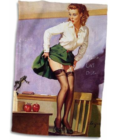 3dRose Elvgren Pinup Teacher Frog Jump Hand Towel - 15x22 Towel - Buy Online on GoSupps.com