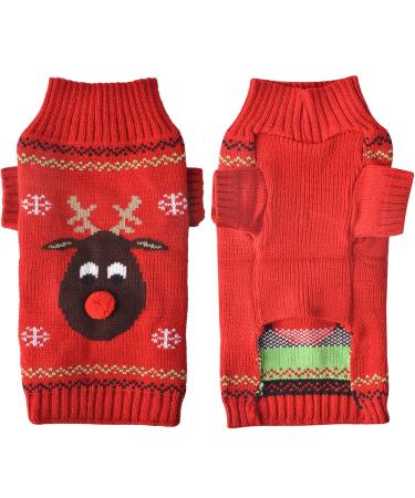 HRTTSY Dog Sweater - Cartoon Reindeer Christmas Knitwear for Pets | Warm Winter Clothes XXS Red - Buy Online on GoSupps.com