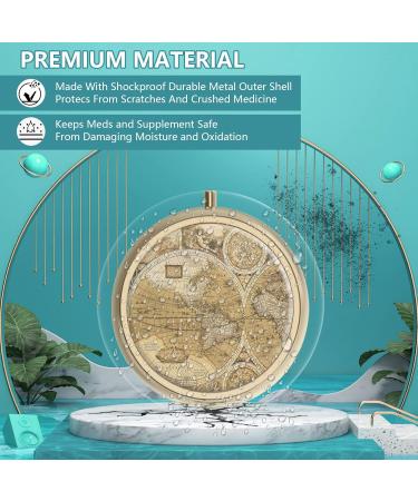 Buy Retro Pill Box with Mirror - 3 Compartment Small Round Container for Vitamins & Supplements | Y-18 Vintage MAP-1 - Buy Online on GoSupps.com