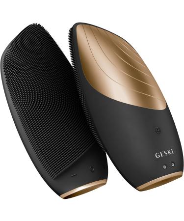 Geske SmartAppguided Sonic Thermo Facial Brush - 6 in 1 Skin Cleaning & Face Massage Device | Electric Grey Cleaning Brush with Heat Function - Buy Online on GoSupps.com