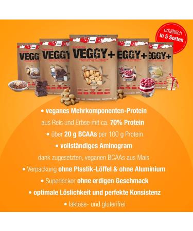 Buy Veggy+ Vegan Protein Powder (Salty Peanut) - 70% Protein Rice & Pea with BCAAs - 900g for Vegans - International Shipping Available - Buy Online on GoSupps.com