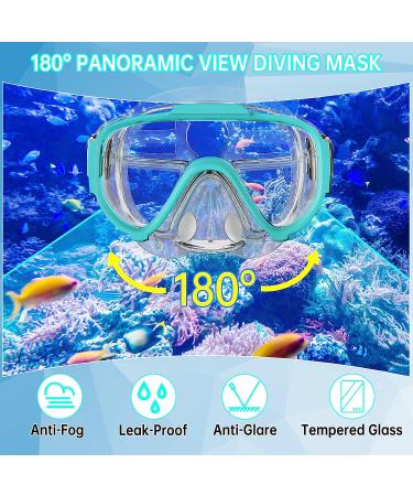 Adult & Youth Snorkel Set - Anti-Leak, Anti-Fog Dry Mask for Snorkeling, Swimming & Diving - Green - Buy Online on GoSupps.com