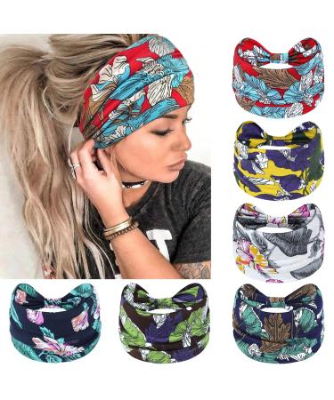 Kavya Headbands for Women's Hair UK Wide Soft Ladies Headband Boho Fashion Bandanas Knot Adult Scarfs Hairbands Elastic Fashion Yoga Hair Bands Hair Accessories (Elegant) Multi-colored-9