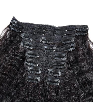 10A Italian Super 1B Natural Human Hair Kinky Straight Clip Ins for Black Women - 10Pc 120g 20inch - Buy Online on GoSupps.com