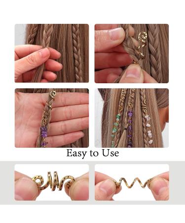 Vinswet Colored Natural Stone Tassels Hair Jewelry for Braids - Pack of 6 Green Pink Purple Gems - Dreadlock Accessories for Women Girls - Buy Online on GoSupps.com