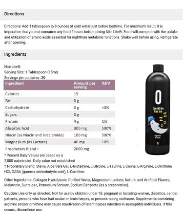 OmniTrim Nite Lite Dietary Supplement - Nighttime Formula 15 Ounces - Buy Online on GoSupps.com