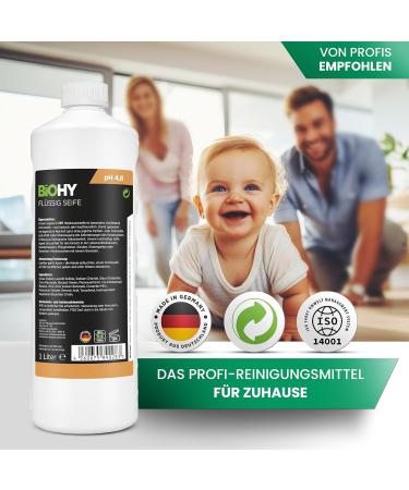  BIOHY BiOHY Liquid Soap (9 x 1 Liter) | Skin-friendly moisturizing & liquid hand soap | PHOSPHATE-FREE | Odorless hygiene | Also suitable for the face | Without perfume & dyes - Buy Online on GoSupps.com