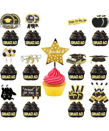25 Pieces Graduation Decorations Graduation Cake Toppers Graduation Cake Decorations Cake Picks Graduation Cupcake Topper Graduation Cake Decorations
