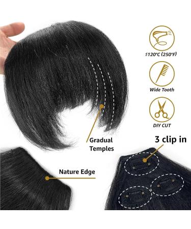 20 inch Long Yaki Straight Drawstring Ponytail with Bangs | Synthetic Kinky Straight Clip in Ponytail Extension for Black Women | Daily Use Hairpiece in 1B Color - Buy Online on GoSupps.com