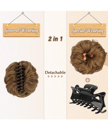 BARSDAR Claw Clip Messy Bun Hairpiece | Synthetic Hair Scrunchie Extension | Sandy Blonde/Caramel Brown | Updo Donut Chignon - Buy Online on GoSupps.com