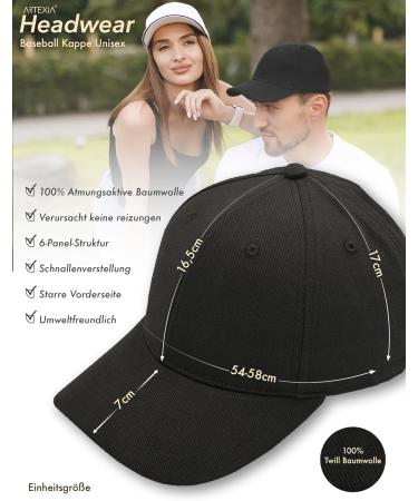 Artexia 100% Cotton Baseball Cap for Men & Women - Stylish Black Adjustable Cap - Buy Online on GoSupps.com