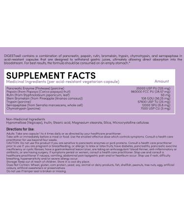 Digest Well - Full Spectrum Digestive Enzymes & Antioxidants - Acid-Resistant Capsules for Bloating & Gas - Dairy Gluten & Soy Free - 100 Caps - Buy Online on GoSupps.com