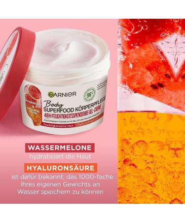 Garnier Body Butter for Dry Skin - Watermelon & Hyaluronic Acid - 48 Hour Moisture - 380ml Superfood Body Care - Buy Online on GoSupps.com