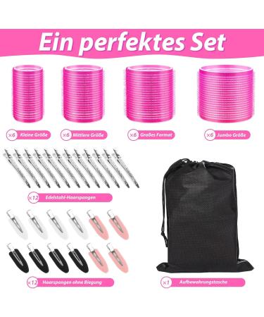 VEVOQIM 49PCS Hair Rollers with Clips Hair Roller with 4 Sizes 64mm 44mm 33mm 25mm Large Hair Roller with 24PCS Clips and Bags Hair Rollers for Long Medium Short Volume Bangs Hair - Buy Online on GoSupps.com
