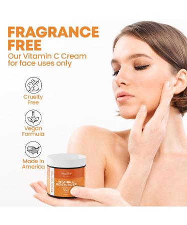 Vitamin C Face & Neck Moisturizer | Firming Eye Cream for Anti-Aging & Glowing Skin | Green Tea Hyaluronic Acid Vitamin E & Jojoba Oil - 4oz - Buy Online on GoSupps.com