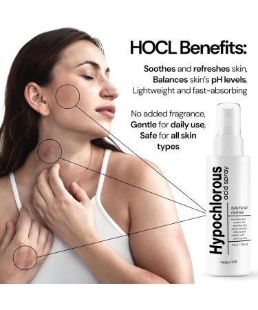 BodyJ4You Hypochlorous Acid Spray for Face Cleaner - HOCL Facial Toner Acne Sensitive Skin - HOCL Molecule Spray Topical Skin Redness Relief Breakouts - Piercing Aftercare Solution Fine Mist - 4 Fl Oz 4 Fl Oz (Pack of 1) - Buy Online on GoSupps.com