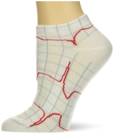Prestige Medical Heartbeat EKG on White Nurse Ankle Socks (Model: 377-HRB) White One Size