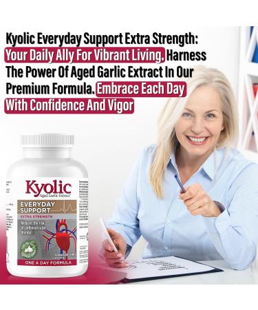 Kyolic - Odourless Aged Garlic Extract Everyday Support Extra Strength One-A-Day 1000mg 60 Veg Tablets - Kyolic Garlic Supplements Garlic Pills - Herbal Supplement for Wellness Support - Buy Online on GoSupps.com