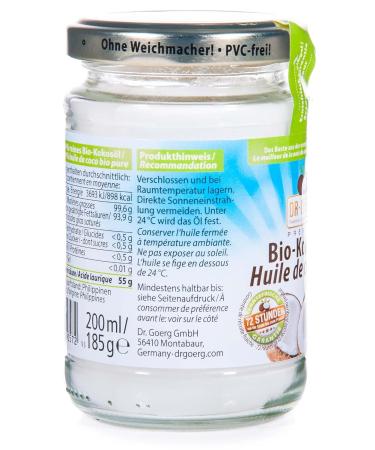 Buy Dr. Goerg Premium Organic Coconut Oil - 200 ml | Healthy Cooking & Skincare | International Shipping Available - Buy Online on GoSupps.com