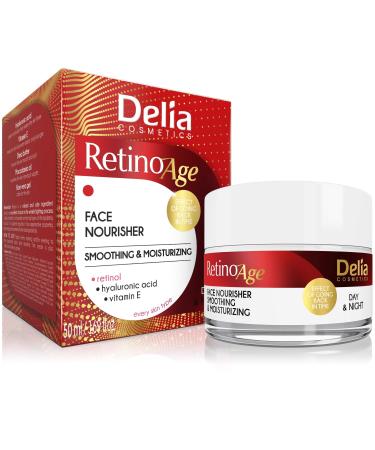 Delia Cosmetics - Retinoage - Face Cream Retinol Q10 Shea Butter Macadamia Oil Aloe Vera Gel Vitamin E Firming Nourishing Anti Aging Day & Night Cream - 50ml Nourisher Day & Night Cream