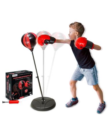 ArmoGear Punching Bag for Kids | Kids Punching Bag with Stand | Boxing Gloves & Hand Pump Included, Adjustable Stand | Boxing Bag for Kids All Ages Years Old | Boxing Toy for Kids Boys and Girls