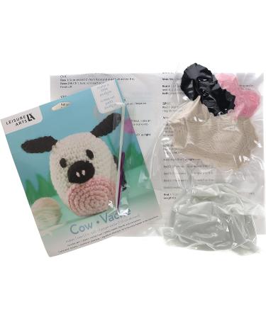 LEISURE ARTS Pudgies Animals Crochet Kit - Cow | Complete DIY Amigurumi Crochet Kit for All Ages - Buy Online on GoSupps.com