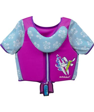 SwimSchool Swim Trainer Vest | Easy On & Off Kids Swimming Vest | Sizes S/M Up to 33lbs & M/L Up to 50lbs | Blue, Orange, Pink, Seafoam | S/M Trainer Vest with Sleeves Pink/Aqua - Buy Online on GoSupps.com