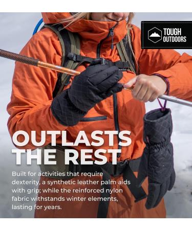 Tough Outdoors Women's Waterproof Ski Gloves - Small Black | Winter Snowboard Gloves for Ladies - Buy Online on GoSupps.com