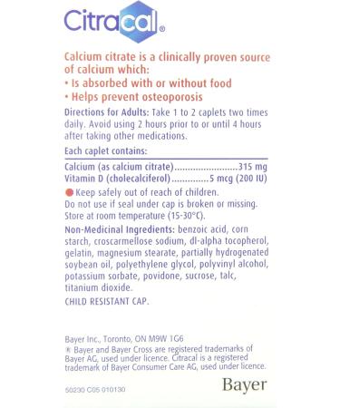Citracal Calcium Citrate Vitamin D Caplet 60 Count (Pack of 1) - Buy Online on GoSupps.com