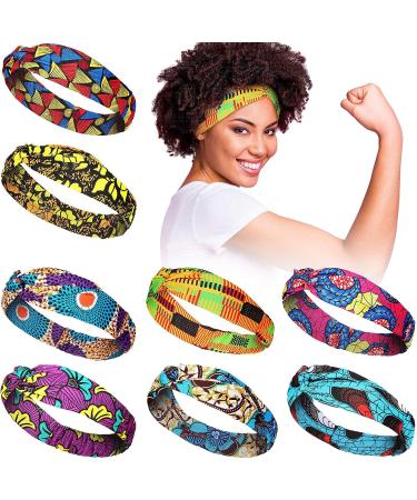 Willbond 8-Piece African Headband Set - Boho Printed Elastic Headbands for Women and Girls - Yoga Sports Workout Hair Accessories - Buy Online on GoSupps.com