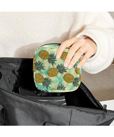Multi-Colored Pineapple Leaf Sanitary Napkin Storage Bag - Portable Period Pouch for Women & Teen Girls - Buy Online on GoSupps.com