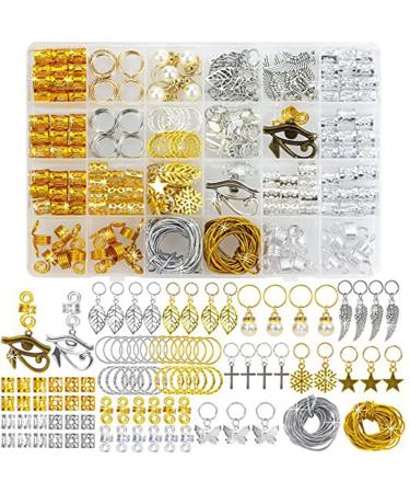 200 Pieces Hair Accessories for Braids Decorations Dreadlocks Metal Hair Cuffs Hair Jewelry Rings Hair Rings for Braids Dreadlocks Hair Jewelry for Braids Hair Braid Rings Pendants for Women Man