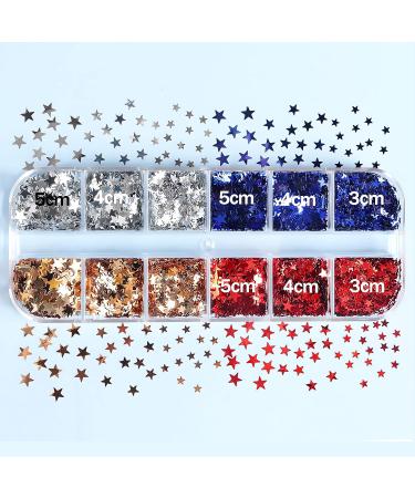 Star Nail Glitters: Red Blue Silver Sequins for 4th of July Nail Art Decorations - 2 Boxes - Buy Online on GoSupps.com