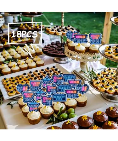 18pcs Blue Fluorescence Glitter Dessert Cupcake Topper Cheer to Let s Glow Crazy Straight Outta 1949 Theme Decoration Supplies Happy 75th Birthday Anniversary Wedding Party Decor Supplies - Buy Online on GoSupps.com