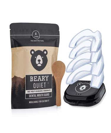 Beary Quiet Mouth Guard for Grinding Teeth Anti Snore Prevent Bruxism Sport Gum Shield Reusable 2 Sizes 4 Pcs