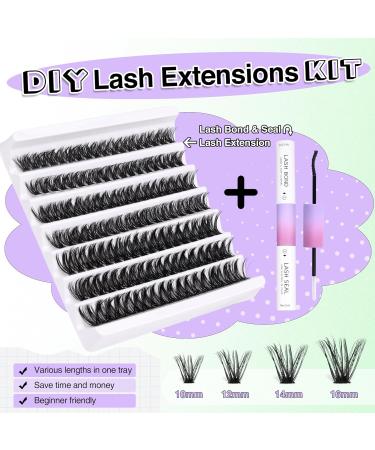 D Curl DIY Eyelash Extension Kit - 126 Fluffy Wispy Lash Clusters - Strong Hold - 80P-10-16mm Mix - Buy Online on GoSupps.com