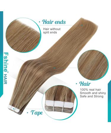 Fshine Seamless Adhesive Tape Hair Extensions - 35cm Golden Brown to Dark Blonde Balayage - 50g Glue - #10/16/15cm - Buy Online on GoSupps.com