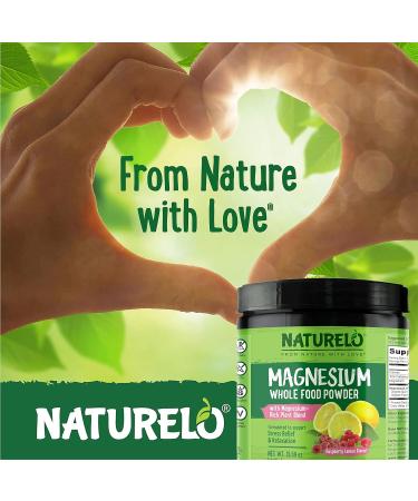 Naturelo Whole Food Magnesium Powder - Raspberry Lemon Flavor - 15oz | 85 Servings - Buy Online on GoSupps.com