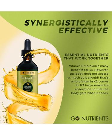 Go Nutrients Liquid Vitamin D3 with K2 (MK-7) Drops - 1oz Liquid Vitamin D3 and K2 Supplement - Buy Online on GoSupps.com