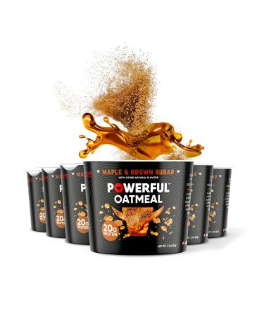 POWERFUL, Instant Oatmeal, 20g Protein, Kosher, Low Sugar, Old Fashioned Oats and Low Carb Cereal (Maple & Brown Sugar, Protein Oatmeal, 6 Pack) Maple Brown Sugar