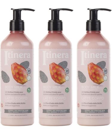  sarcia.eu ITINERA Body Lotion for Normal and Sensitive Skin with Sicilian Prickly Pear 97% Natural Ingredients 370 ml - Pack of 3 - Buy Online on GoSupps.com