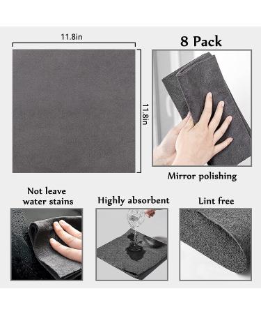 XANGNIER Thickened Magic Cleaning Cloth 8 Pcs - Lint Free & Reusable Microfiber Rag for Windows, Mirrors, Glass & Car Cleaning - Gray - Buy Online on GoSupps.com