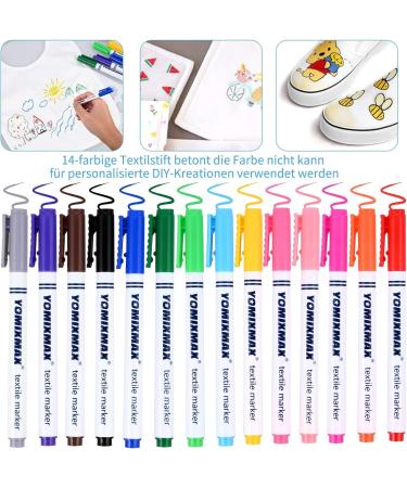 Faburo 12 Pack Baby Bibs - Double-Sided Cotton 14 Colored Textile Pens & 5 Paint Stencils - Ideal for Baby Shower Parties - 20x24cm White Bibs - Buy Online on GoSupps.com