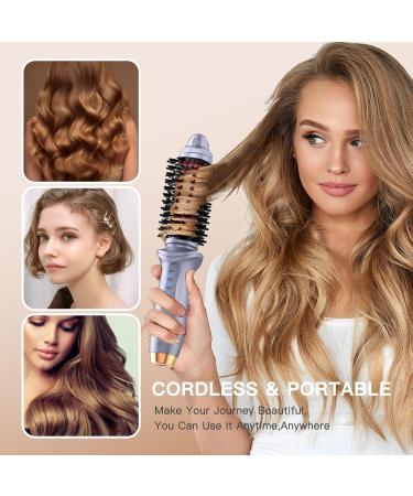 Portable Cordless Curling Iron Brush for Women - Anti-Scald Heated Hair Curler Wand with Extra Long Tourmaline Ceramic Barrel - Ideal for Travel (Purple - Buy Online on GoSupps.com