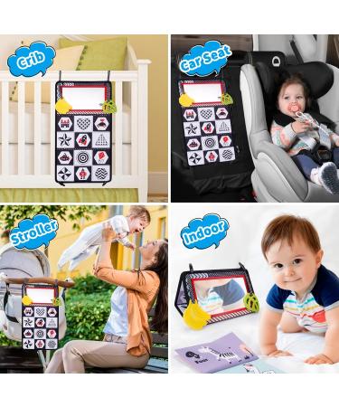 Joyfia Baby Spiegel: Foldable Mirror Toy & Crackling Book Gift for Newborns | Black & White High Contrast | Best Teething Rings for 0-12 Months - Buy Online on GoSupps.com