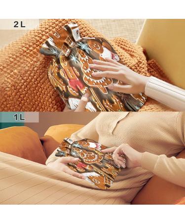 KCLDECI 2L Hot Water Bottle with Cover - Gingerbread Man Design Perfect for Foot Warmer Pain Relief & Christmas Decor - Hot & Cold Therapy - Buy Online on GoSupps.com