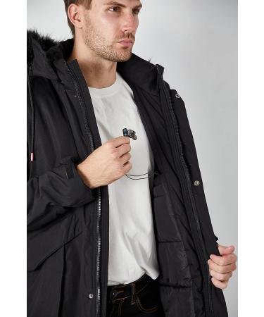 WEEN CHARM Men's Warm Parka Jacket Anorak Winter Coat with Detachable Hood - Black-8828 Small - Buy Online on GoSupps.com