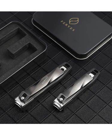 FERYES Nail Clippers Set - Stainless Steel Clippers with Catcher, 2 PCS for Fingernails and Toenails - Includes Black Metal Case - Buy Online on GoSupps.com