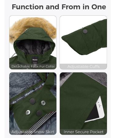 Wantdo Women's Waterproof Ski Jacket | Insulated Fleece Parka | Army Green - Buy Online on GoSupps.com