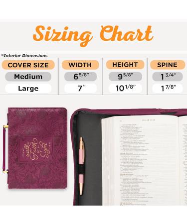Christian Art Gifts Bible Cover for Women - Walk by Faith 2 Corinthians 5:7 Synthetic Leather Zip Closure Medium Chestnut Brown - Buy Online on GoSupps.com